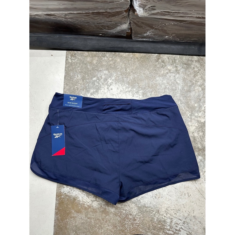 Reebok Shorts Womens XL Navy Blue Slim Short High Rise Mesh Athletic Runing NEW - Picture 4 of 8